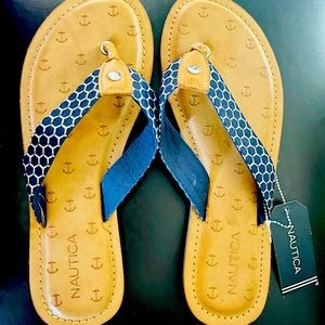 Women’s Nautica Navy Honeycomb Thong Sandals-Navy